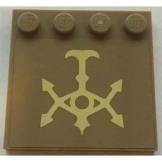 Tile, Modified 4 x 4 with Studs on Edge with Tan Hutt Space Symbol Pattern (Sticker) - Set 75024