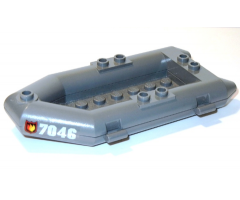 Boat Rubber Raft, Small with Fire Logo Badge and '7046' Pattern on Both Sides (Stickers) - Set 7046