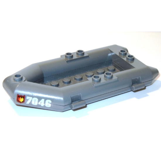 Boat Rubber Raft, Small with Fire Logo Badge and '7046' Pattern on Both Sides (Stickers) - Set 7046