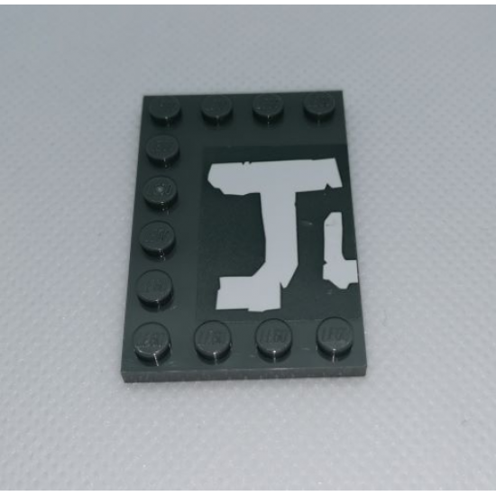 Tile, Modified 4 x 6 with Studs on Edges with 'JU' (U Cut in Half) Pattern (Sticker) - Set 75977