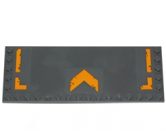 Tile, Modified 6 x 16 with Studs on Edges with Yellow Worn Arrow and Stripes on Sides Pattern (Stickers) - Set 75171