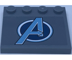 Tile, Modified 4 x 4 with Studs on Edge with Metallic Light Blue Avengers Logo Pattern (Sticker) - Set 76131