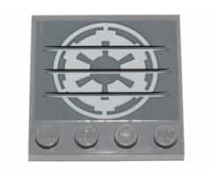 Tile, Modified 4 x 4 with Studs on Edge with White SW Imperial Logo Pattern (Sticker) - Set 75141