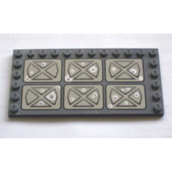 Tile, Modified 6 x 12 with Studs on Edges with Geometric Design with Bullet Holes Pattern (Sticker) - Set 7705