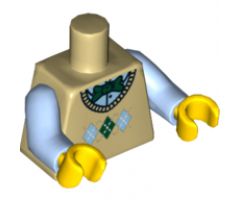 Torso Argyle Sweater Vest with Green Bow Tie Pattern / Bright Light Blue Arms / Yellow Hands