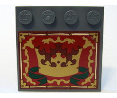 Tile, Modified 4 x 4 with Studs on Edge with Gold Crown and Border Pattern (Sticker) - Set 10193