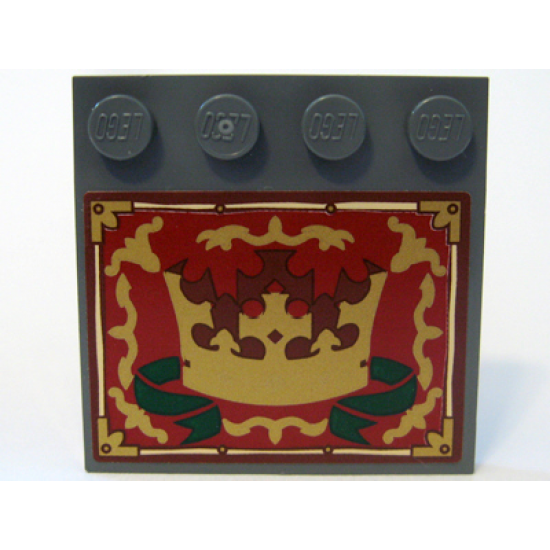Tile, Modified 4 x 4 with Studs on Edge with Gold Crown and Border Pattern (Sticker) - Set 10193
