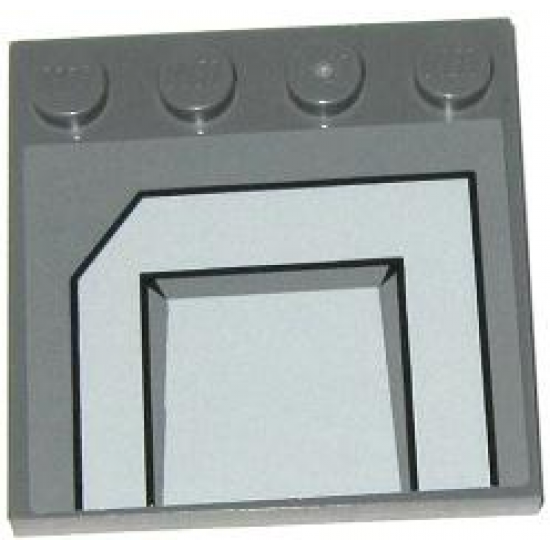 Tile, Modified 4 x 4 with Studs on Edge with Light Bluish Gray Panels with Cut Top Left Corner Pattern Model Right Side (Sticker) - Set 75019