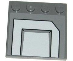 Tile, Modified 4 x 4 with Studs on Edge with Light Bluish Gray Panels with Cut Top Right Corner Pattern Model Left Side (Sticker) - Set 75019