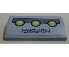 Slope, Curved 2 x 4 x 2/3 with Bottom Tubes with 3 Green Lights and Alien Characters Pattern (Sticker) - Set 7065