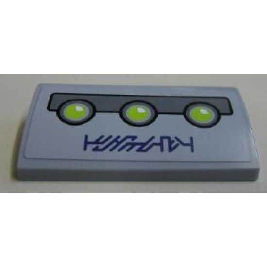 Slope, Curved 2 x 4 x 2/3 with Bottom Tubes with 3 Green Lights and Alien Characters Pattern (Sticker) - Set 7065