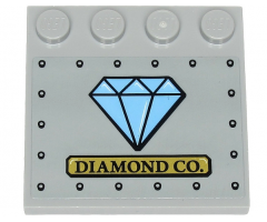 Tile, Modified 4 x 4 with Studs on Edge with 'DIAMOND CO.' on Gold Plate, Medium Blue Diamond and Rivets Pattern (Sticker) - Set 60243