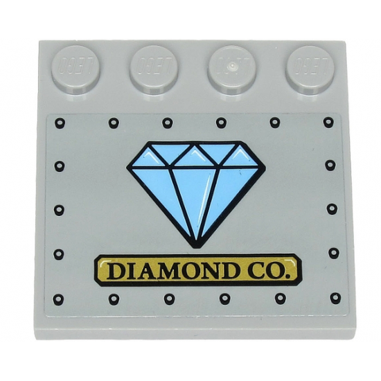 Tile, Modified 4 x 4 with Studs on Edge with 'DIAMOND CO.' on Gold Plate, Medium Blue Diamond and Rivets Pattern (Sticker) - Set 60243