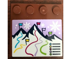 Tile, Modified 4 x 4 with Studs on Edge with Mountains and Flags Pattern (Sticker) - Set 41324