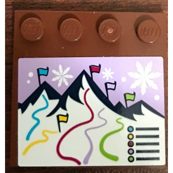 Tile, Modified 4 x 4 with Studs on Edge with Mountains and Flags Pattern (Sticker) - Set 41324