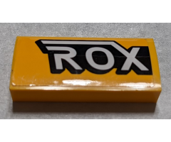 Slope, Curved 2 x 4 x 2/3 with Bottom Tubes with Black and White 'ROX' Pattern Side A (Sticker) - Set 76067