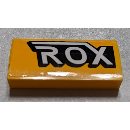 Slope, Curved 2 x 4 x 2/3 with Bottom Tubes with Black and White 'ROX' Pattern Side A (Sticker) - Set 76067