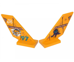 Tail Shuttle with '97', 'JB', To DIP or DAB', Shrimp and Octopus Pattern on Both Sides (Stickers) - Set 70433