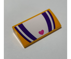 Slope, Curved 2 x 4 x 2/3 with Bottom Tubes with Dark Purple and White Stripes and Heart Pattern (Sticker) - Set 41320