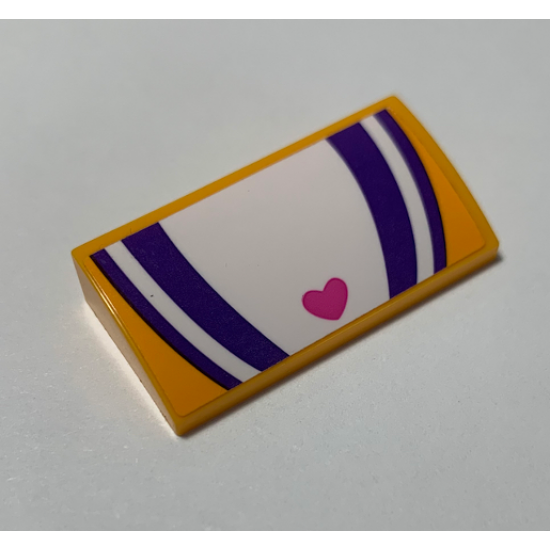 Slope, Curved 2 x 4 x 2/3 with Bottom Tubes with Dark Purple and White Stripes and Heart Pattern (Sticker) - Set 41320