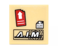 Tile 2 x 2 with 'A.I.M.' Logo, Red Rectangle with White Arrow and White Square with Bent Corner Pattern (Sticker) - Set 75061