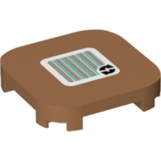 Tile, Modified 4 x 4 with Rounded Corners and 4 Feet with Super Mario Scanner Code 2 Arrows Cycle Pattern (Sticker) - Set 71366