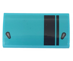Slope, Curved 2 x 4 x 2/3 with Bottom Tubes with Two Black Stripes on Medium Azure Background Pattern (Sticker) - Set 76898