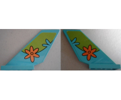 Tail Shuttle with Lime Arc with Medium Azure Splash and Orange Flower Pattern on Both Sides (Stickers) - Set 75901