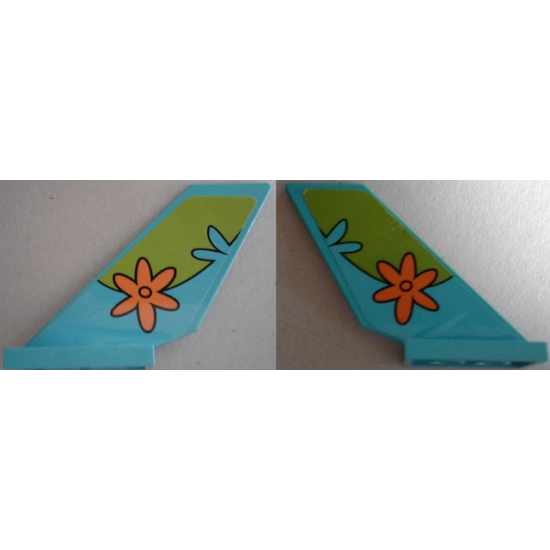 Tail Shuttle with Lime Arc with Medium Azure Splash and Orange Flower Pattern on Both Sides (Stickers) - Set 75901
