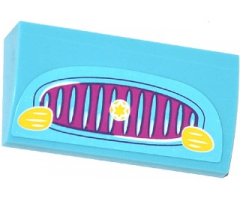 Slope, Curved 2 x 4 x 2/3 with Bottom Tubes with Magenta Car Grille, Yellow Lights and Star Pattern (Sticker) - Set 41034