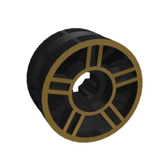 Wheel 11mm D. x 6mm with 5 Spokes with Gold Outline Pattern