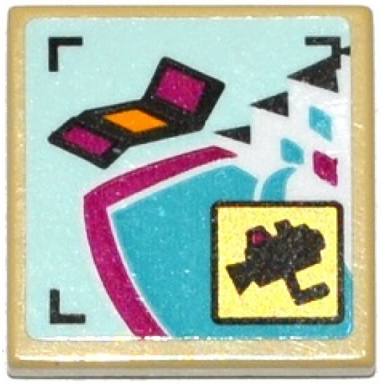 Tile, Modified 2 x 2 Inverted with Surveillance Camera Screen, Lounge Chair and Pool Pattern (Sticker) - Set 41135