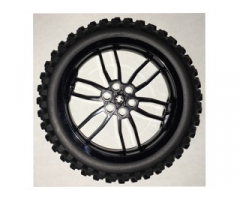 Wheel & Tire Assembly 75mm D. x 17mm Motorcycle with Black Tire 100.6mm D. Motorcycle (88517 / 11957)