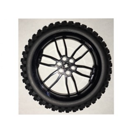 Wheel & Tire Assembly 75mm D. x 17mm Motorcycle with Black Tire 100.6mm D. Motorcycle (88517 / 11957)