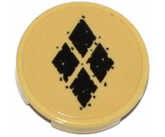 Tile, Round 2 x 2 with Bottom Stud Holder with 4 Black Diamonds Pattern (Sticker) - Set 76053