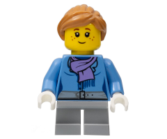 Medium Blue Jacket with Light Purple Scarf, Light Bluish Gray Short Legs, Freckles