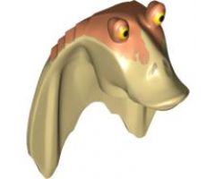 Minifigure, Head, Modified SW Gungan Flat Eyes with Nougat Top Pattern