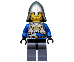 Castle - King's Knight Breastplate with Crown and Chain Belt, Helmet with Neck Protector, Closed Grin with Stubble