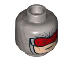 Minifigure, Head Dual Sided Balaclava with Light Nougat Face, Red Goggles / Angry with Open Mouth Pattern - Hollow Stud