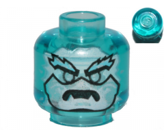 Minifigure, Head Alien White Face, Medium Azure Eyebrows and Bottom Fangs Pattern - Vented Stud