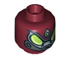 Minifigure, Head Alien with Large Lime Eyes and Metal Jaw Pattern - Hollow Stud