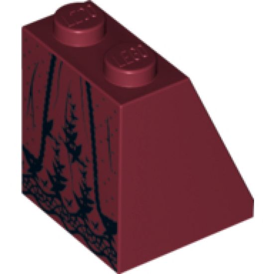 Slope 65 2 x 2 x 2 with Bottom Tube with Minifigure Dress/Skirt/Robe, Black Lace and Ruffles Pattern