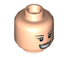 Minifigure, Head Dual Sided Female Black Eyebrows, Wide Smile / Embarrassed Expression Pattern - Hollow Stud