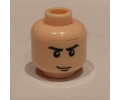 Minifigure, Head Male Stern Eyebrows, White Pupils and Chin Dimple Pattern - Hollow Stud