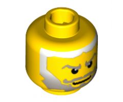 Minifigure, Head Beard Gray Fading to White Hair, White Pupils Pattern (King Mathias) - Blocked Open Stud