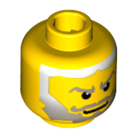 Minifigure, Head Beard Gray Fading to White Hair, White Pupils Pattern (King Mathias) - Blocked Open Stud