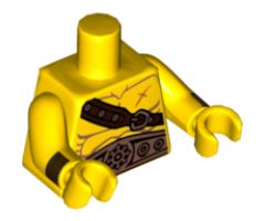 Torso Bare Chest with Muscles Outline, Scar, Copper Belt and Shoulder Strap Pattern / Yellow Arms with Wristbands / Yellow Hands