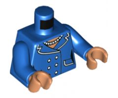 Torso Batman Female Outline Suit with Lapels, Pockets, Buttons and Pearl Necklace Pattern / Blue Arms / Nougat Hands
