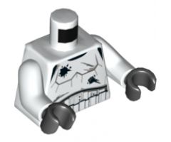 Torso SW Armor Stormtrooper, Detailed Armor without Shoulder Belts, Battle Damage with Scratches and Holes Pattern / White Arms / Black Hands