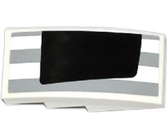 Slope, Curved 4 x 2 with Light Bluish Gray Stripes and Half Black Rear Window Pattern Model Left Side (Sticker) - Set 75912
